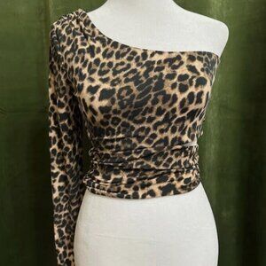 Women's Leopard Print Top Cropped Top Cut Out Flattering Grunge Goth Size S